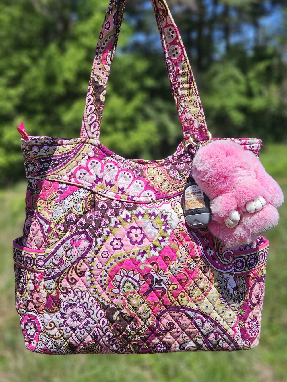 Large Vera Bradley Pleated Tote In Very Berry